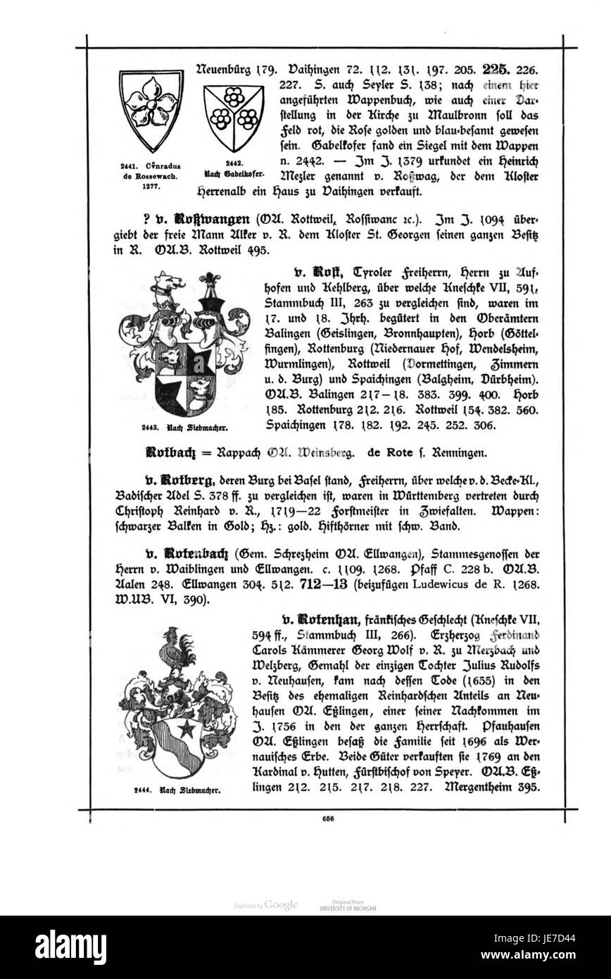 Le 'Württembergisches Adels- und Wappenbuch' est un livre généalogique et héraldique détaillant les familles nobles et les armoiries dans la région de Württemberg en Allemagne. Banque D'Images