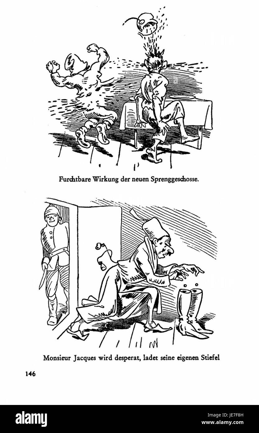Un extrait du deuxième volume de 'Busch Werke', illustrant les œuvres satiriques et humoristiques de Wilhelm Busch, dessinateur et auteur allemand. Banque D'Images