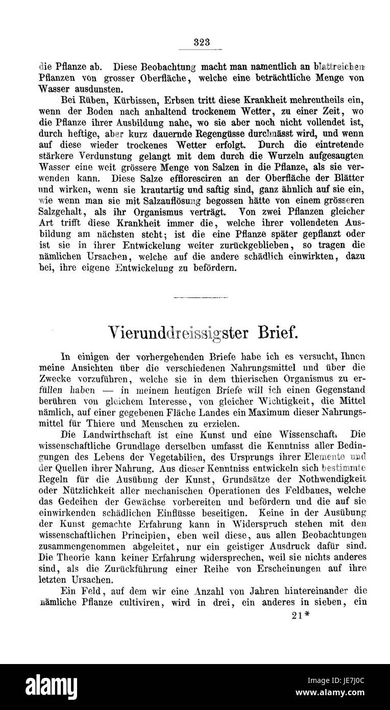 Une page de 'de Chemische Briefe', écrit par Justus von Liebig, un chimiste allemand éminent. La lettre traite des procédés chimiques et des pratiques de laboratoire, mettant en valeur les contributions de Liebig à la chimie moderne. Banque D'Images