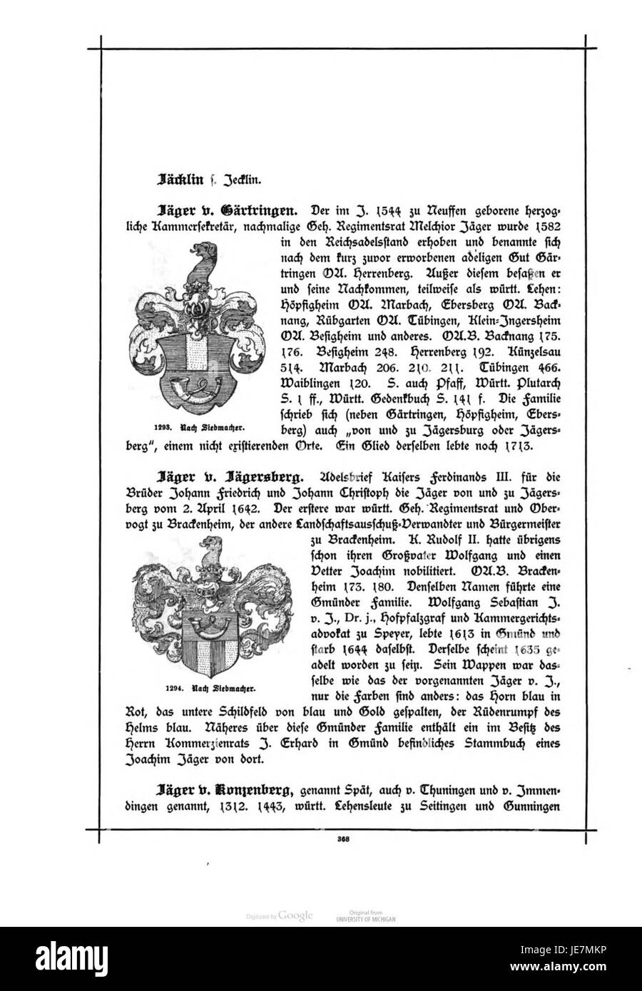 Le Wuerttembergisches Adels- und Wappenbuch, écrit par Alberti, est un ouvrage de référence documentant les familles nobles et les armoiries de la région de Württemberg, en Allemagne. Banque D'Images