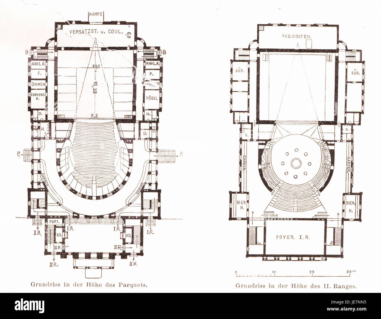 Berlin 1888 Lessingtheater Grundrisse DBZ Banque D'Images