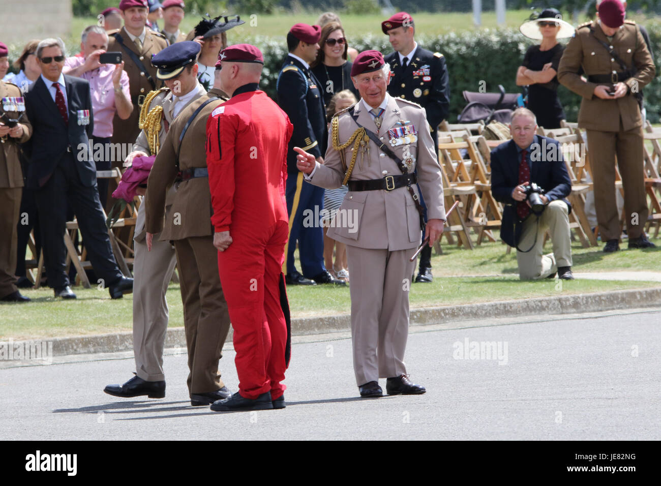 Colchester, Essex, Royaume-Uni. 23 Juin, 2017. Le Prince de Galles visite Caserne Merville à Colchester, Essex, pour marquer sa 40e année en tant que colonel en chef du régiment de parachutistes. Crédit : David Johnson/Alamy Live News Banque D'Images