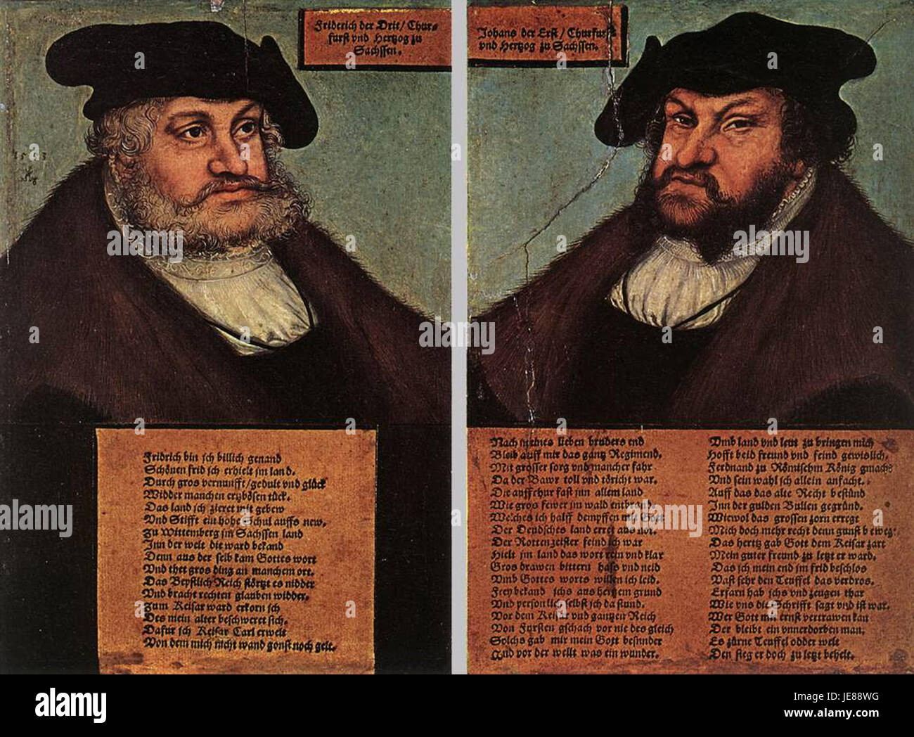 Cranach, Portraits de Johann I et Frédéric III le sage, électeurs de Saxe Banque D'Images