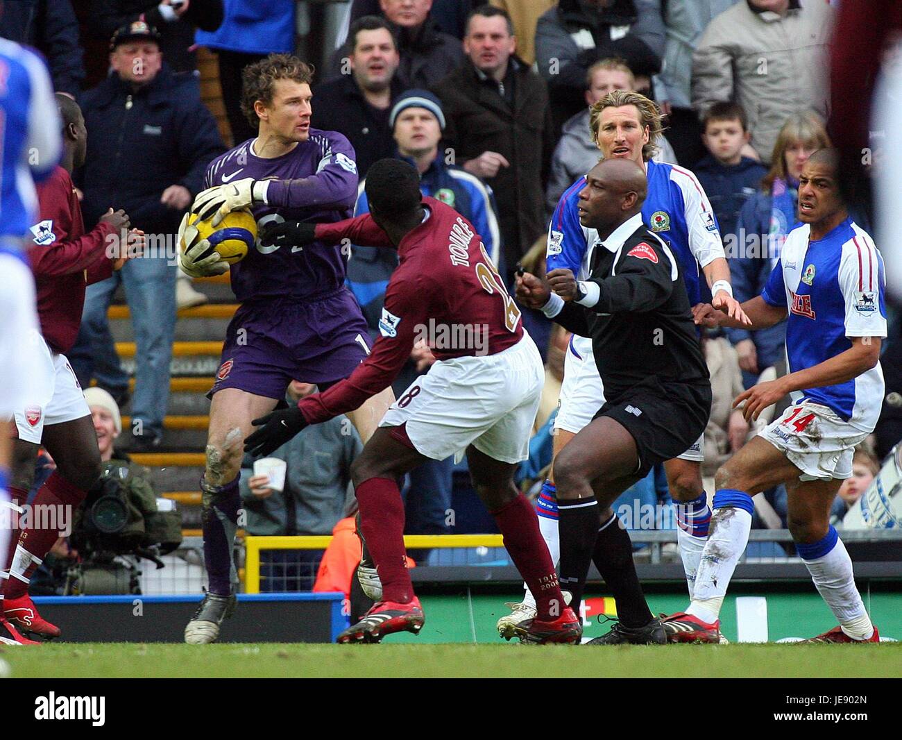 JENS LEHMAN & URIAH RENNIE BLACKBURN ARSENAL V BLACKBURN EWOOD PARK ANGLETERRE 25 Février 2006 Banque D'Images