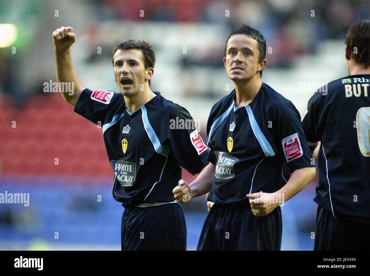 LIAM MILLER & GARY KELLY WIGAN ATH V LEEDS UNITED JJB STADIUM WIGAN ANGLETERRE 07 Janvier 2006 Banque D'Images