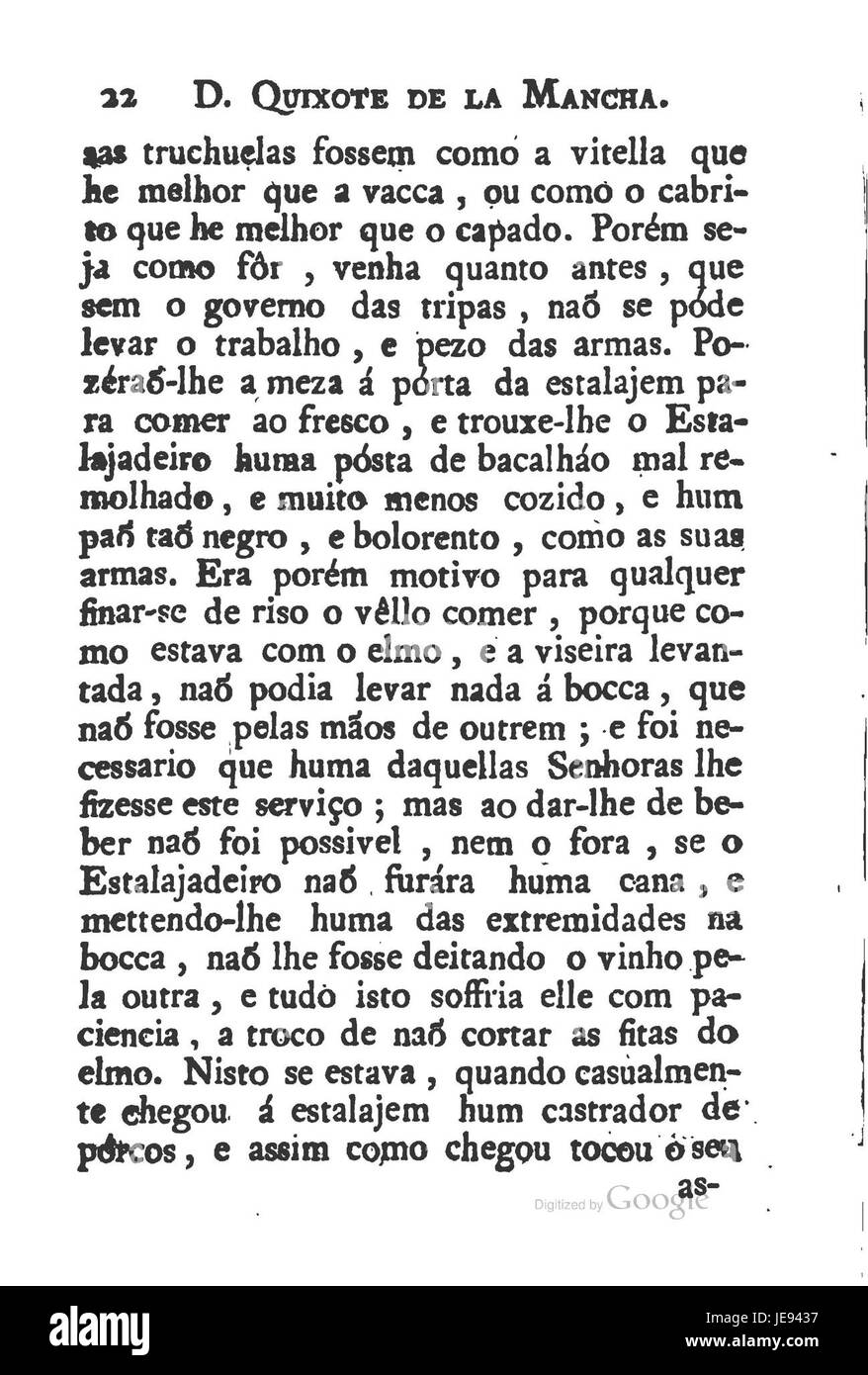 Page 3 de 'Don Quichotte de la Mancha', un célèbre roman espagnol de Miguel de Cervantes, capturant le récit du chevalier délirant et de ses aventures à travers l'Espagne. Banque D'Images