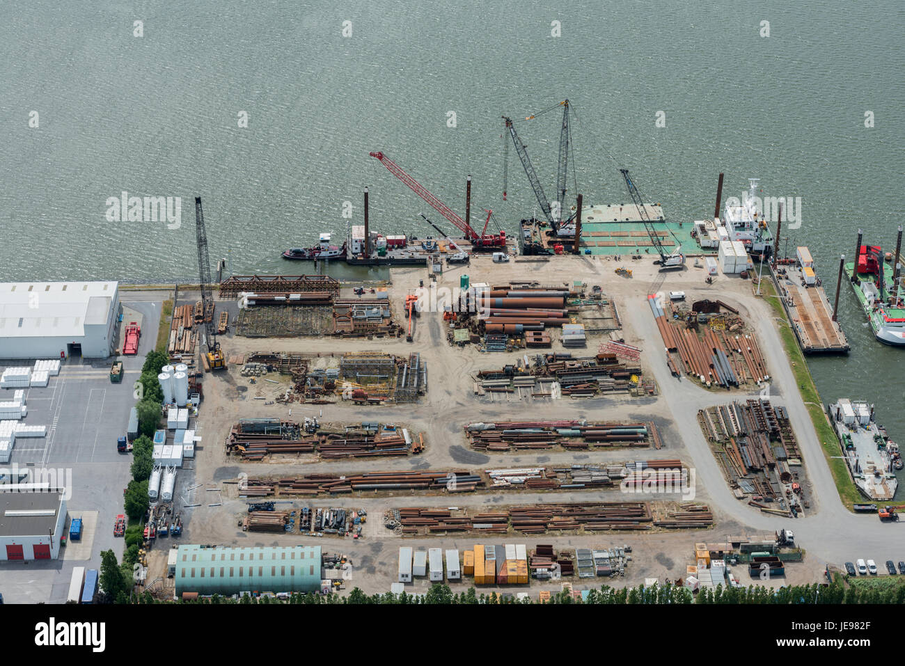 L'image aérienne d'Eiffage Fondedile, Herbosch-Kiere au Port d'Anvers Banque D'Images