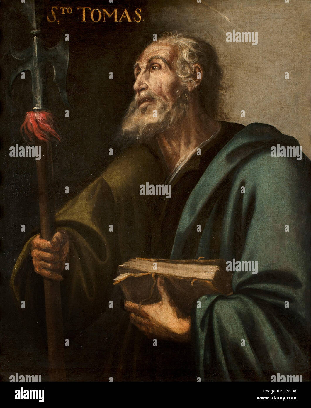 Cette œuvre d'un artiste andalou anonyme représente Saint Thaddeus (Jude) dans l'iconographie religieuse, soulignant son rôle d'apôtre et ses représentations symboliques dans Christian multiples Banque D'Images Cette œuvre d'un artiste andalou anonyme représente Saint Thaddeus (Jude) dans l'iconographie religieuse, soulignant son rôle d'apôtre et ses représentations symboliques dans Christian multiples Banque D'Images