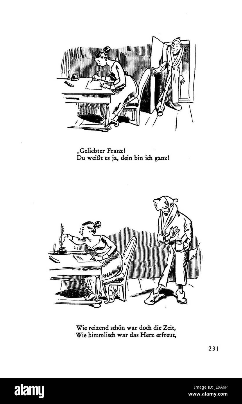 Une page de 'Busch Werke', volume 2, montrant une œuvre de l'artiste et écrivain allemand Wilhelm Busch, connu pour ses illustrations satiriques et ses bandes dessinées. Banque D'Images