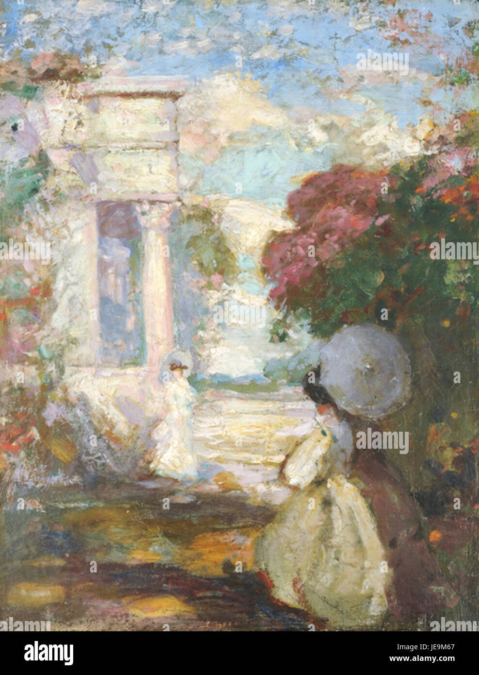 Charles Conder - paysage lyrique avec deux figures en robe du 19e siècle Banque D'Images