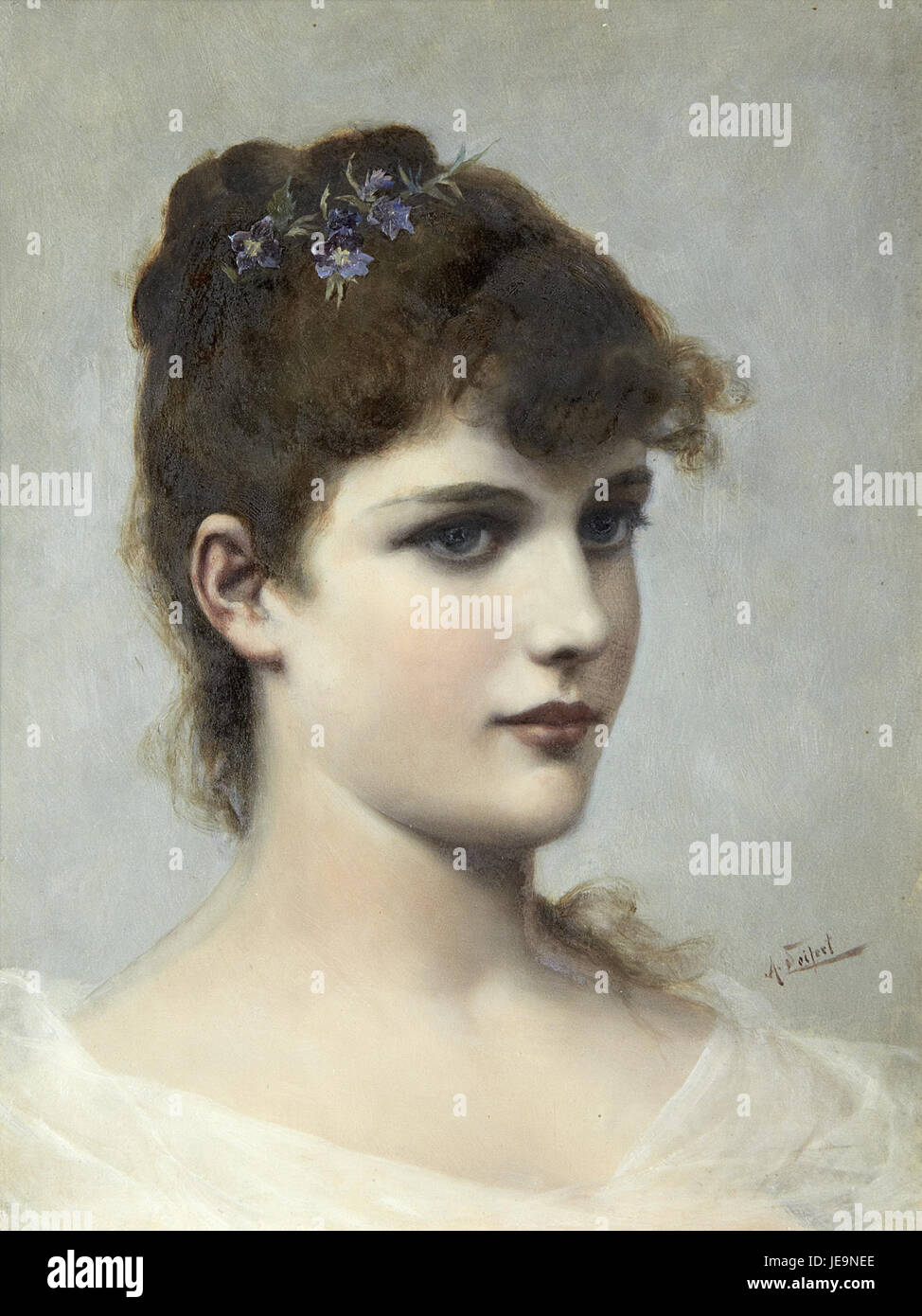 'Sweet Sixteen' d'Alfred Seifert est un portrait, capturant l'innocence de la jeunesse et des traits délicats, une caractéristique du style de Seifert à la fin du XIXe siècle. Banque D'Images