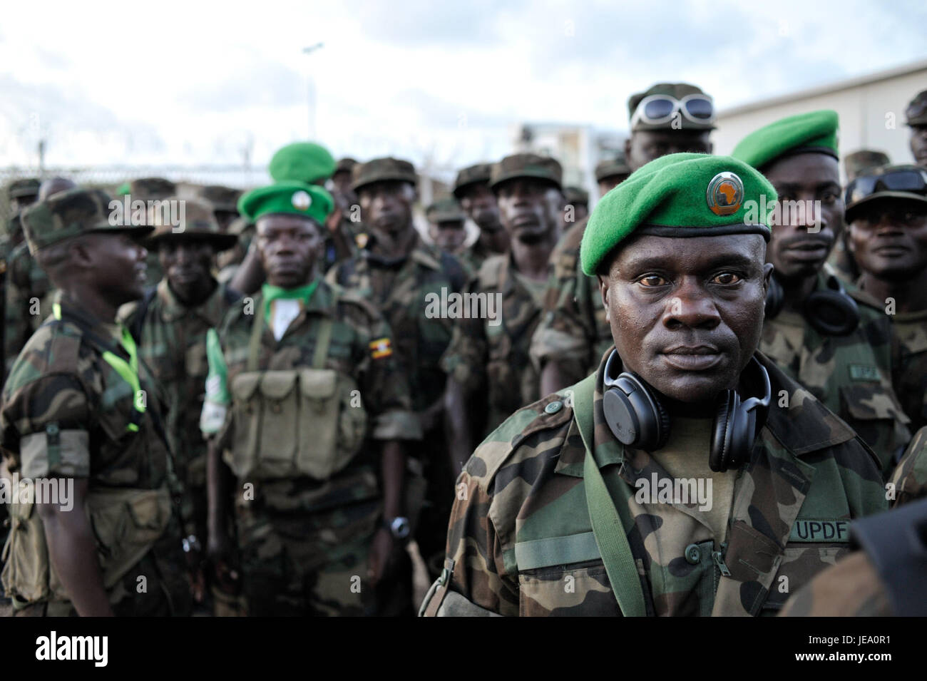 Une photographie montrant les Forces ougandaises de maintien de la paix lors d’une rotation, illustrant leur présence et leurs opérations dans la région, prise le 18 mai 2013. Banque D'Images