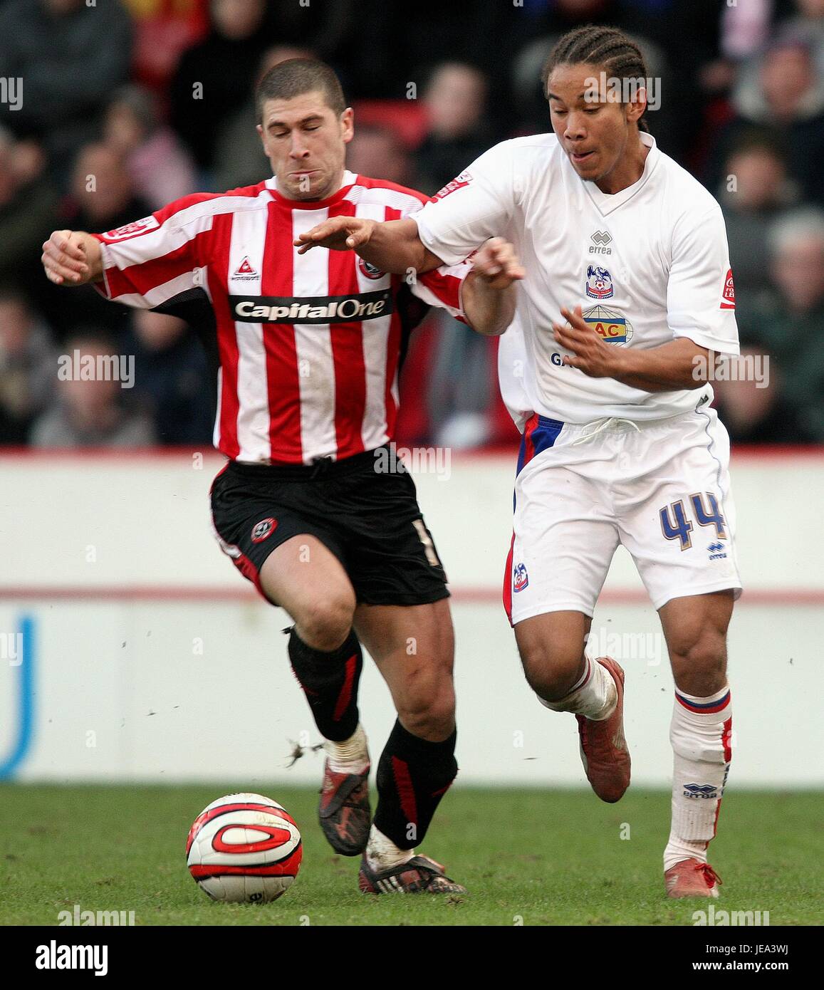 SHAUN SCANNELL NICK MONTGOMERY SHEFFIELD UTD V CRYSTAL PALACE BRAMALL LANE SHEFFIELD Angleterre 29 Décembre 2007 Banque D'Images