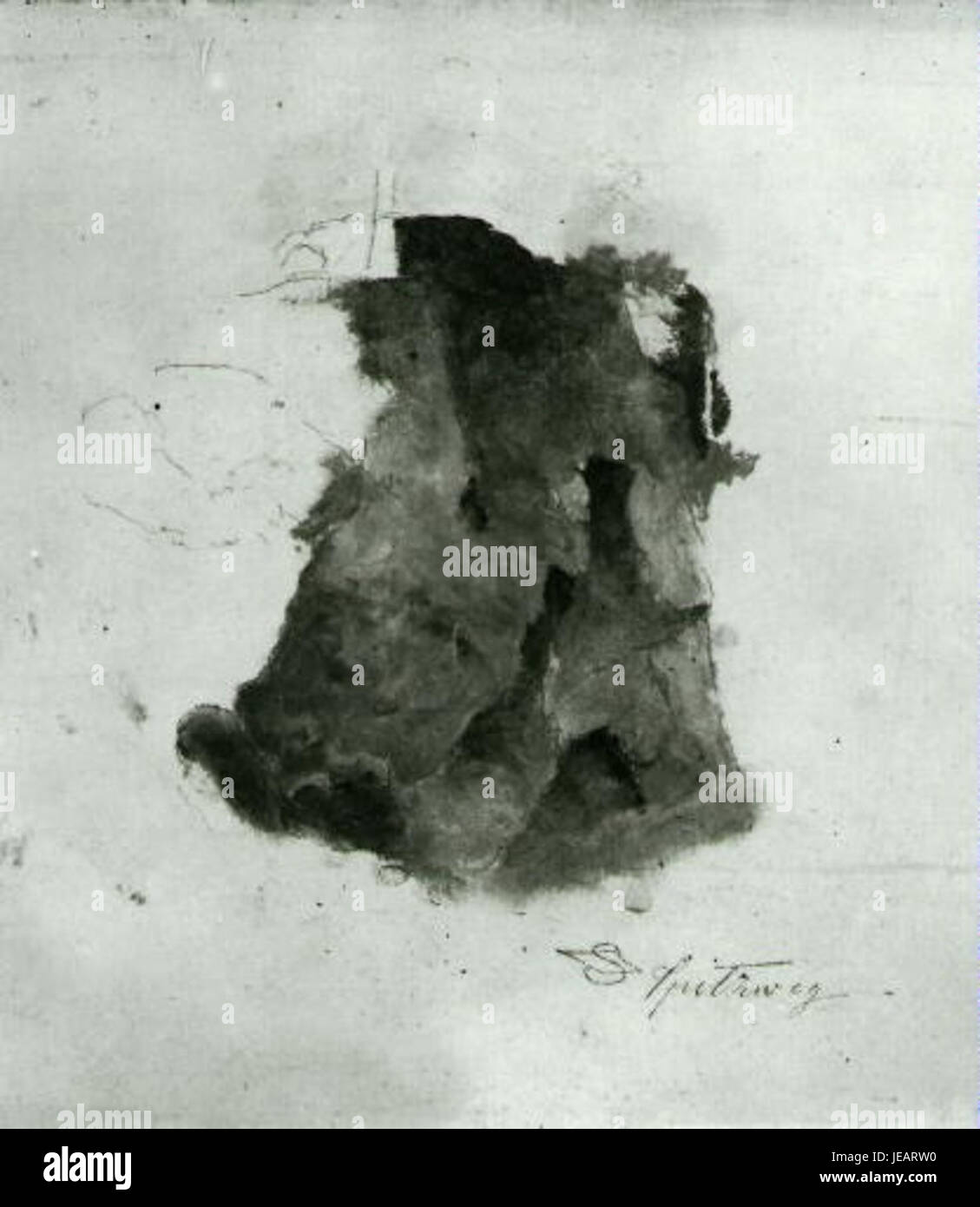L'étude de Carl Spitzweg de 1808-1885 intitulée 'Studie Balvanu' est une exploration artistique d'une figure spécifique, illustrant probablement l'approche du Spitzweg à la forme et à l'expression humaines au XIXe siècle. Banque D'Images