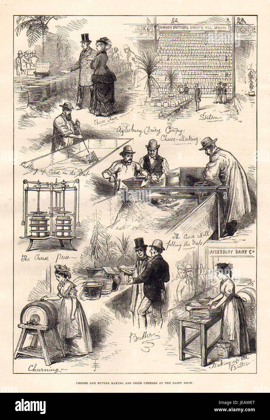 Fromage et beurre et fromages Prix au Dairy Show, l'Illustrated London News, 1876 Banque D'Images