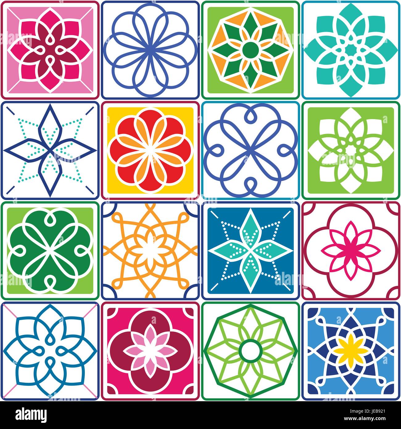 Motif carreaux portugais, Azulejo - conception géométrique sans couture haut en couleur Illustration de Vecteur