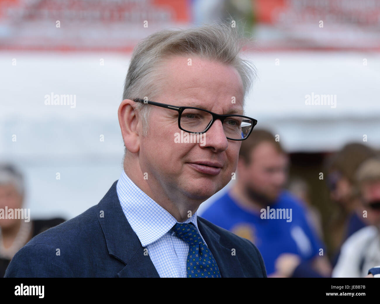 Andrew Michael Gove, un homme politique conservateur britannique, Secrétaire d'État à l'environnement, de l'Alimentation et des Affaires rurales. Au Royal trois comtés, spectacle, Banque D'Images