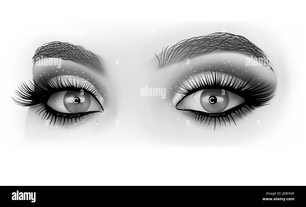 Maquillage des yeux en noir et blanc Image Vectorielle Stock - Alamy