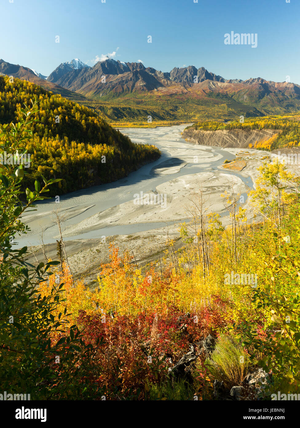 Rivière de Montagnes Chugach Mantanuska Alaska Amérique du Nord Banque D'Images