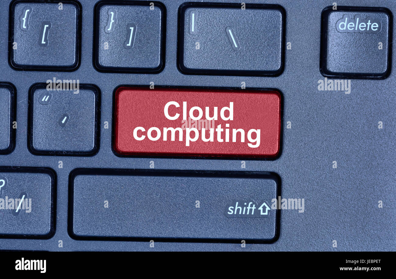 Le cloud computing mots sur bouton clavier pc Banque D'Images