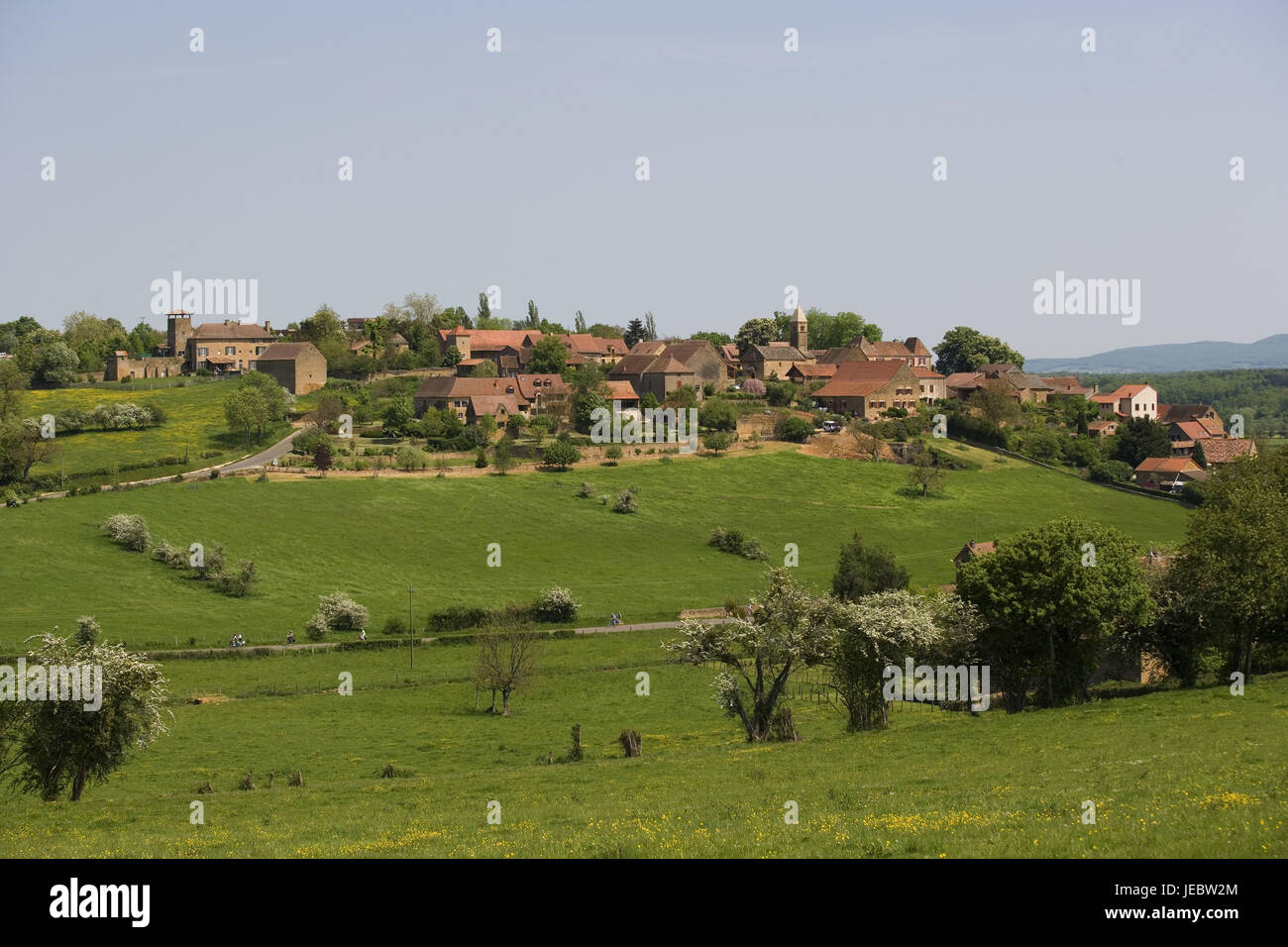 France, Bourgogne, Département Saône-et-Loire, Taize, vue locale, l'environnement, prés, Banque D'Images