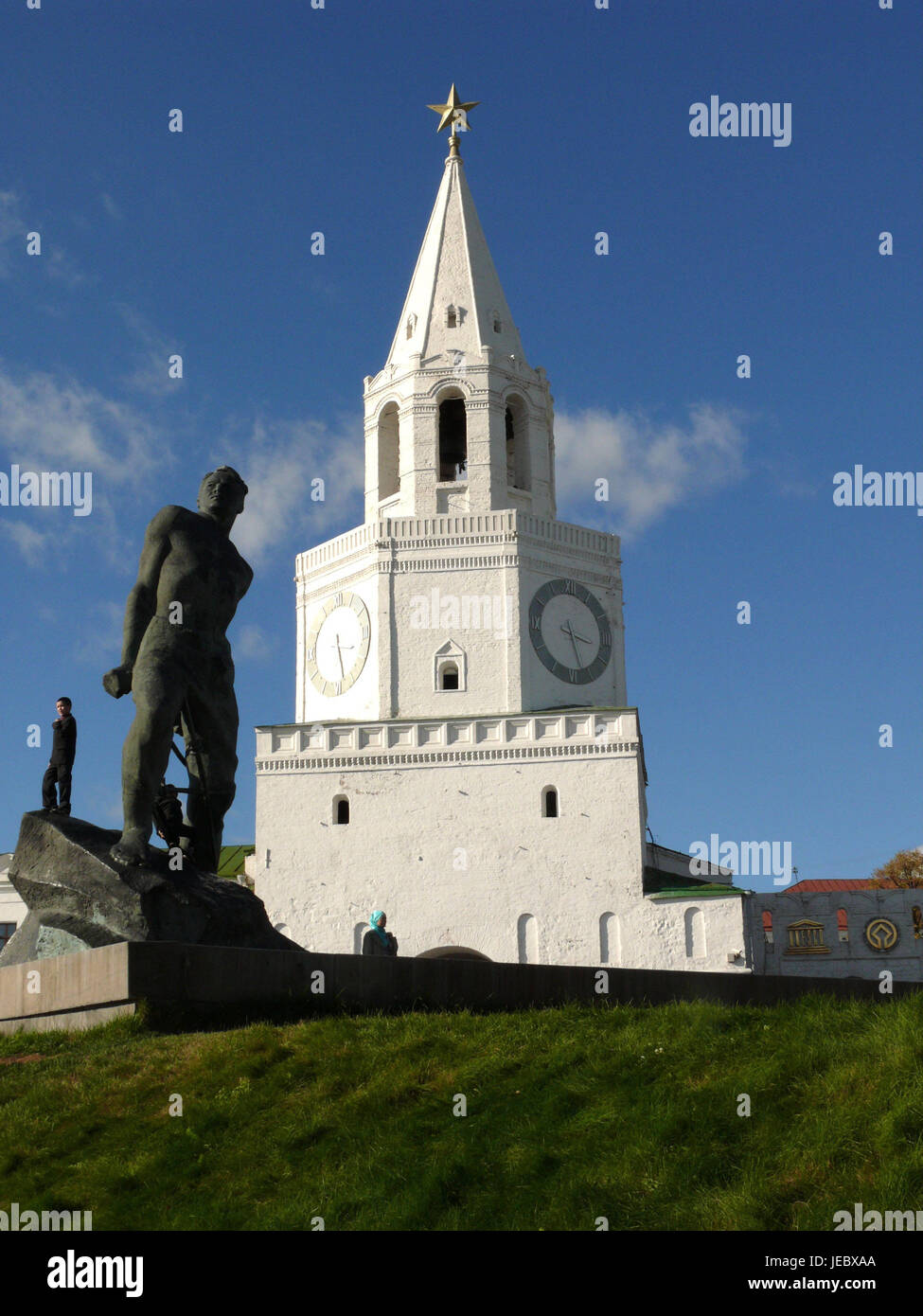 La Russie, du Tatarstan, Kazan, Spaskij tower, sculpture, Kremlin, architecture, histoire, Horloge, temps, le tourisme, l'endroit d'intérêt, Banque D'Images