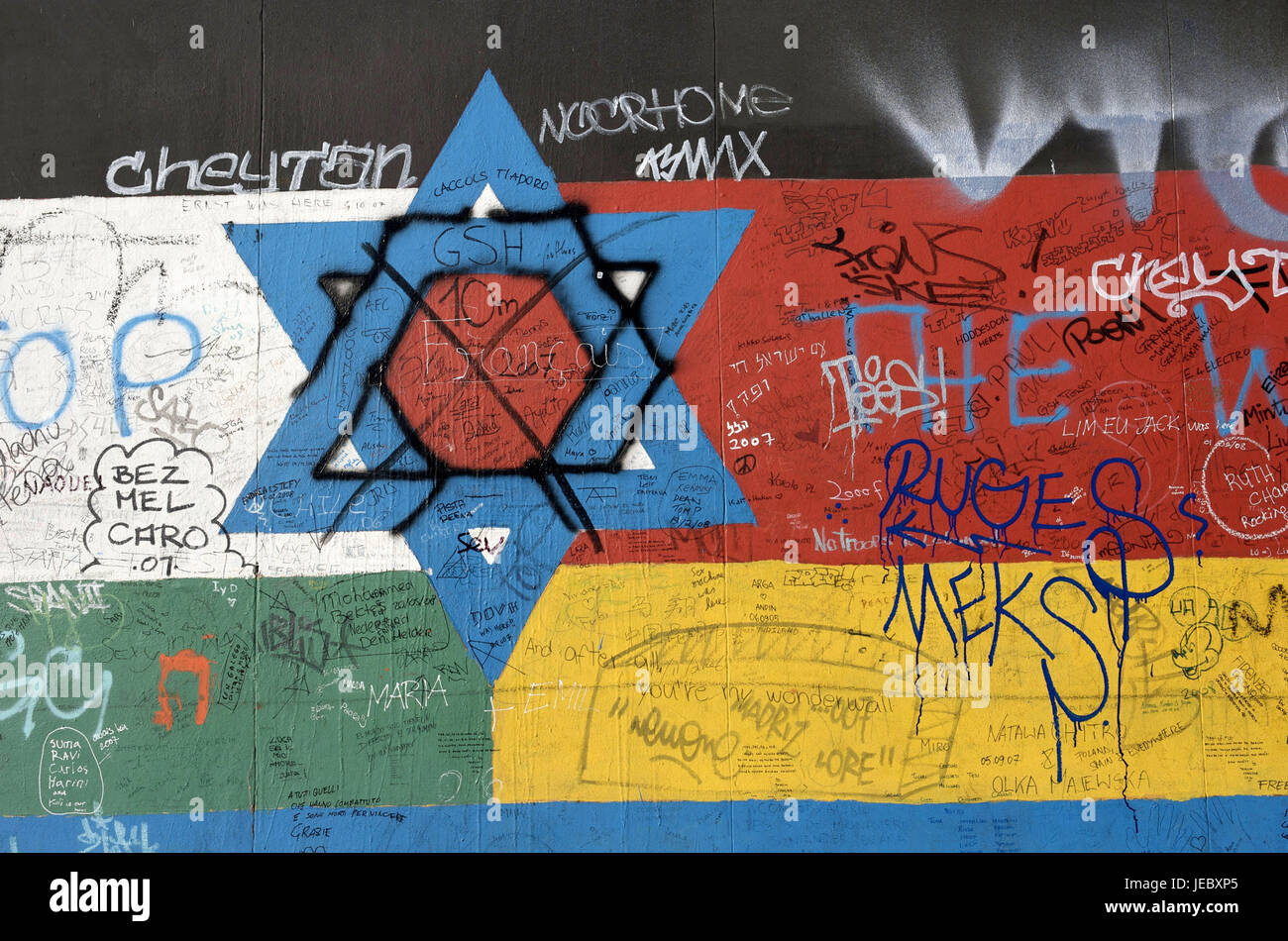 Allemagne, Berlin, Friedrich's Grove, graffiti dans le mur de Berlin, Banque D'Images