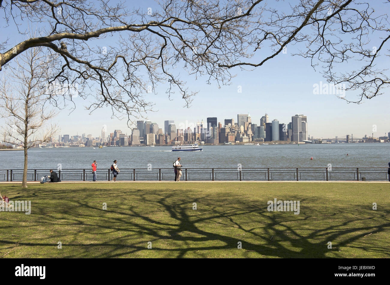 Les USA, l'Amérique, New York, vue à l'horizon de Manhattan, Banque D'Images