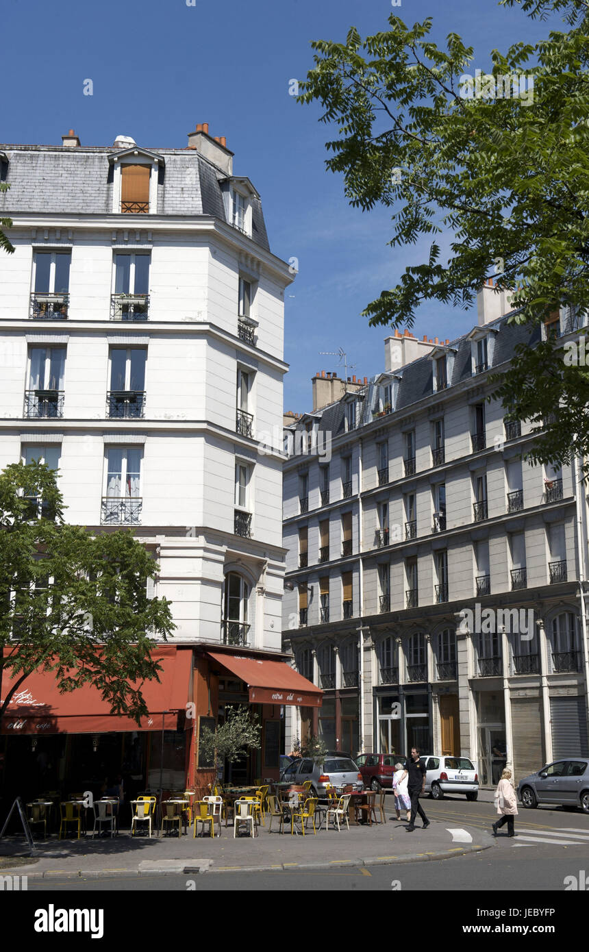 Europe, France, Paris, Café de la rue sur un coin de rue, Banque D'Images
