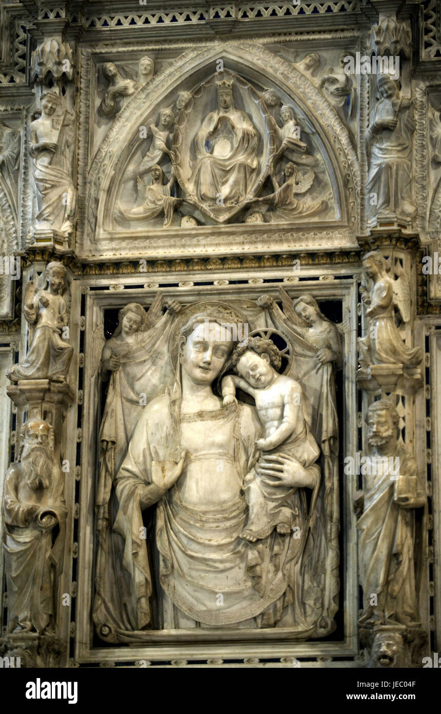 Italie, Toscane, Arezzo, la cathédrale, l'autel de marbre de Niccolo Pisano, Banque D'Images