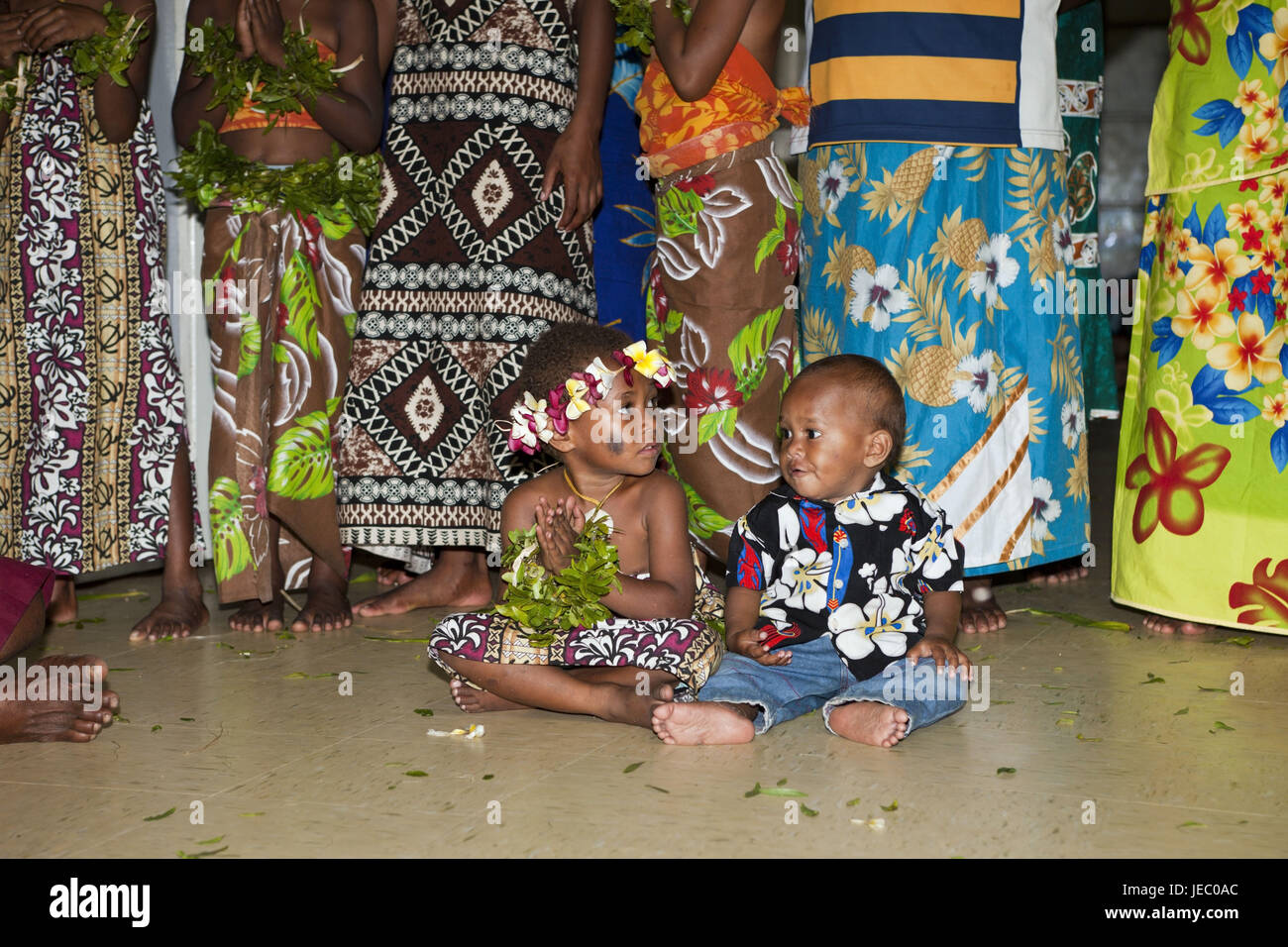 Les enfants locaux, Makogai, Lomaviti, Fidji, Banque D'Images