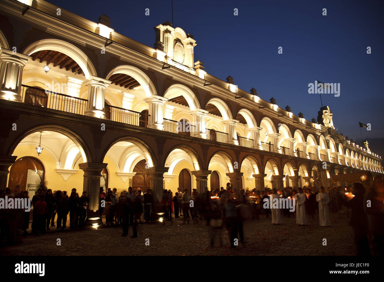 Guatemala, Antigua Guatemala, du vrai Cabildo, nuit, Procession, Banque D'Images