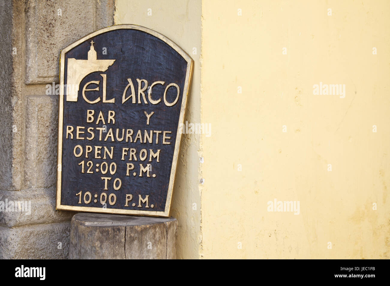 Guatemala, Antigua Guatemala, restaurant sign, Banque D'Images