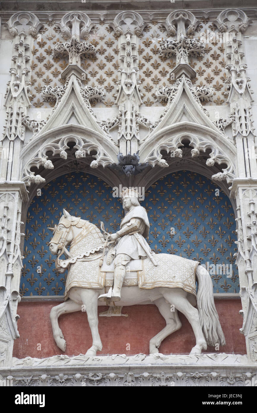France, vallée de la Loire, le château de Blois, statue équestre le roi Louis XII, Banque D'Images
