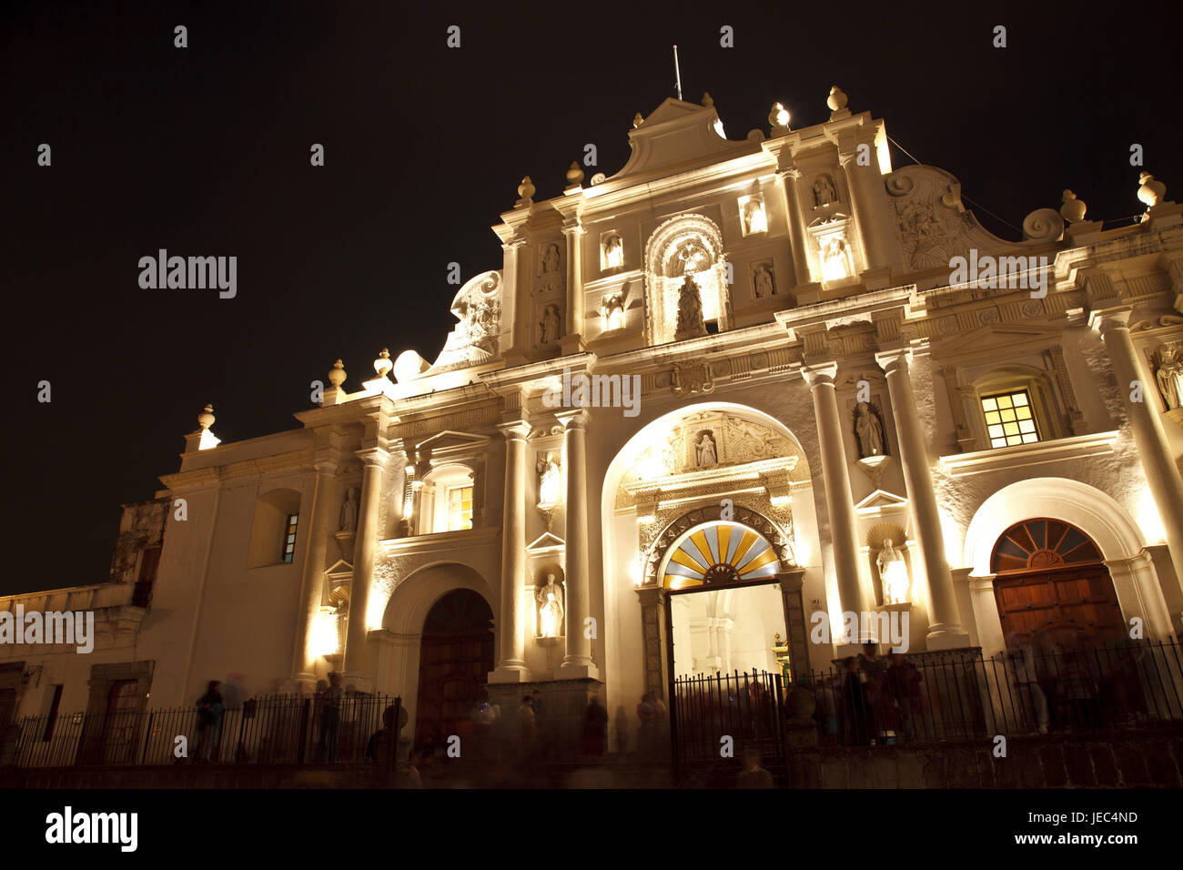 Guatemala, Antigua Guatemala, cathédrale, nuit, Banque D'Images