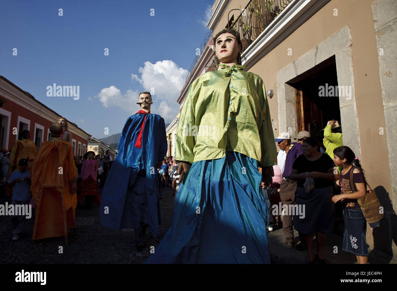 Guatemala, Antigua Guatemala, enregistrer, rue Gigantes, nouvelle année, Banque D'Images