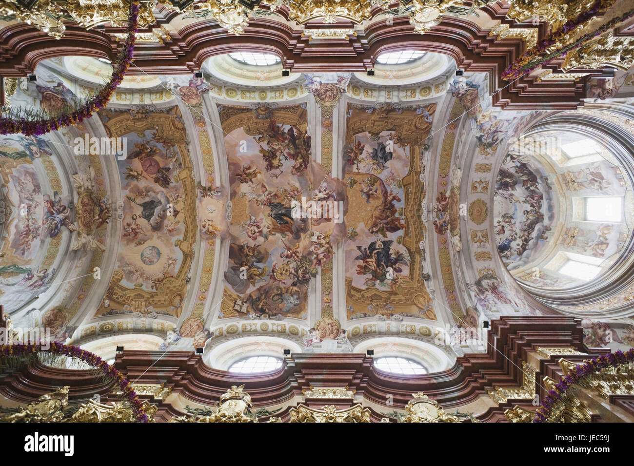 L'Autriche, de Wachau, traite, à l'intérieur de plumes, fresque au plafond de l'église collégiale, Banque D'Images L'Autriche, de Wachau, traite, à l'intérieur de plumes, fresque au plafond de l'église collégiale, Banque D'Images