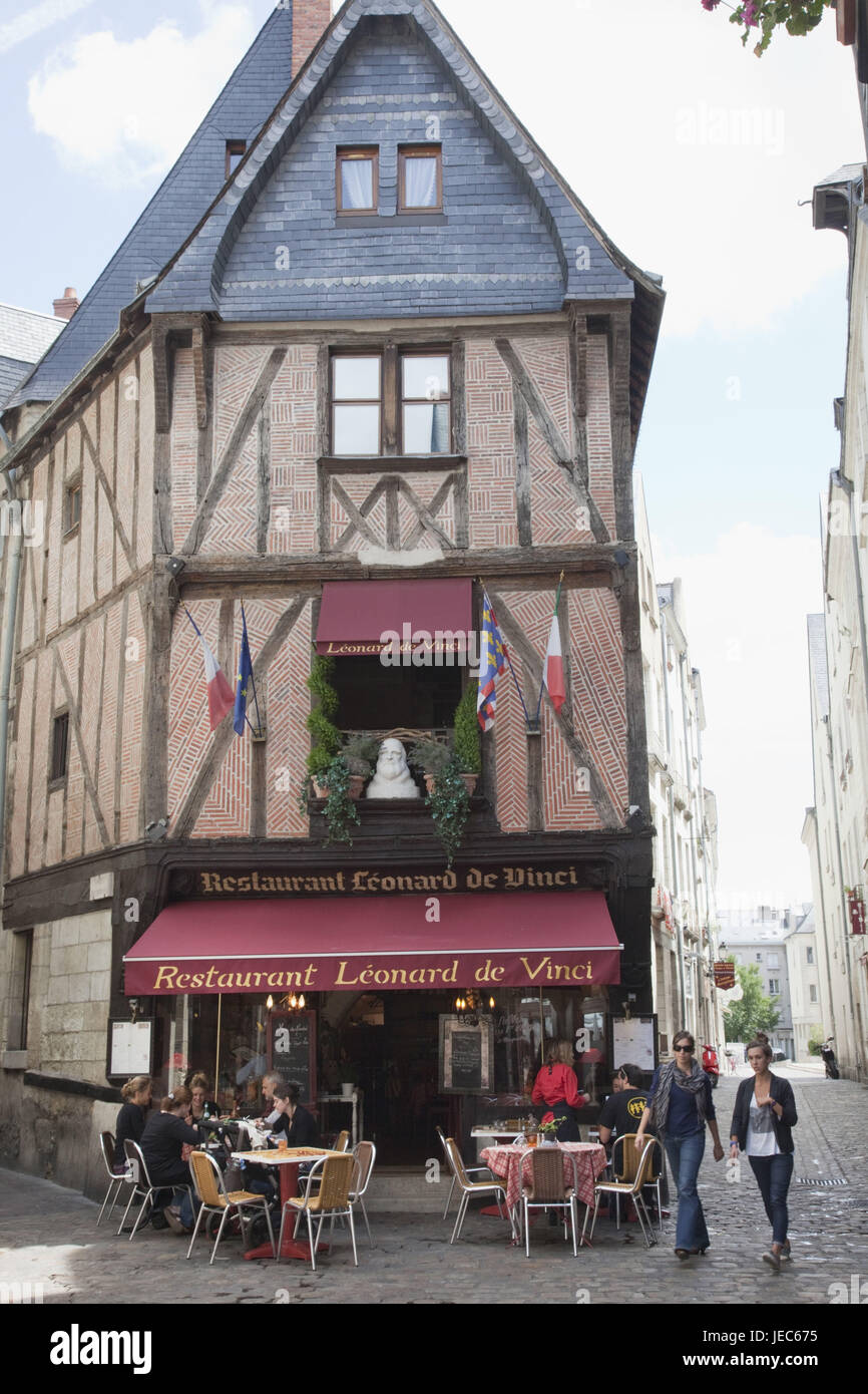 France, vallée de la Loire, Tours, restaurant 'Leonard de Vinci', Banque D'Images