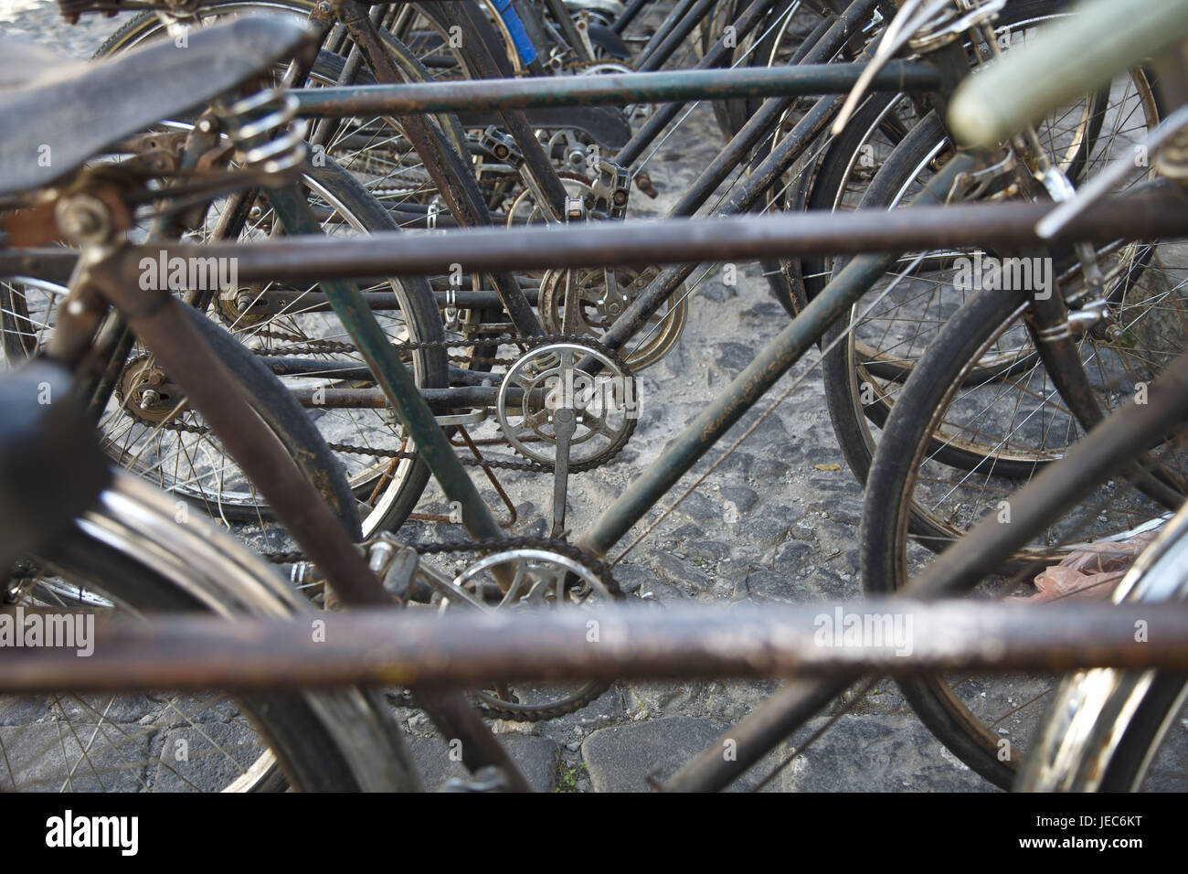 Guatemala, Antigua Guatemala, bicyclettes, alto, Banque D'Images