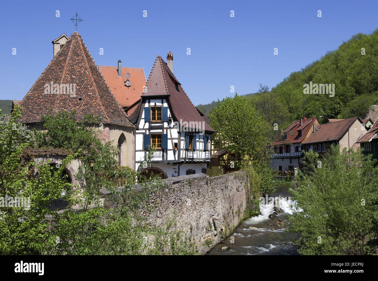 France, Alsace, Kaysersberg, vue locale, de fondant blanc, Banque D'Images