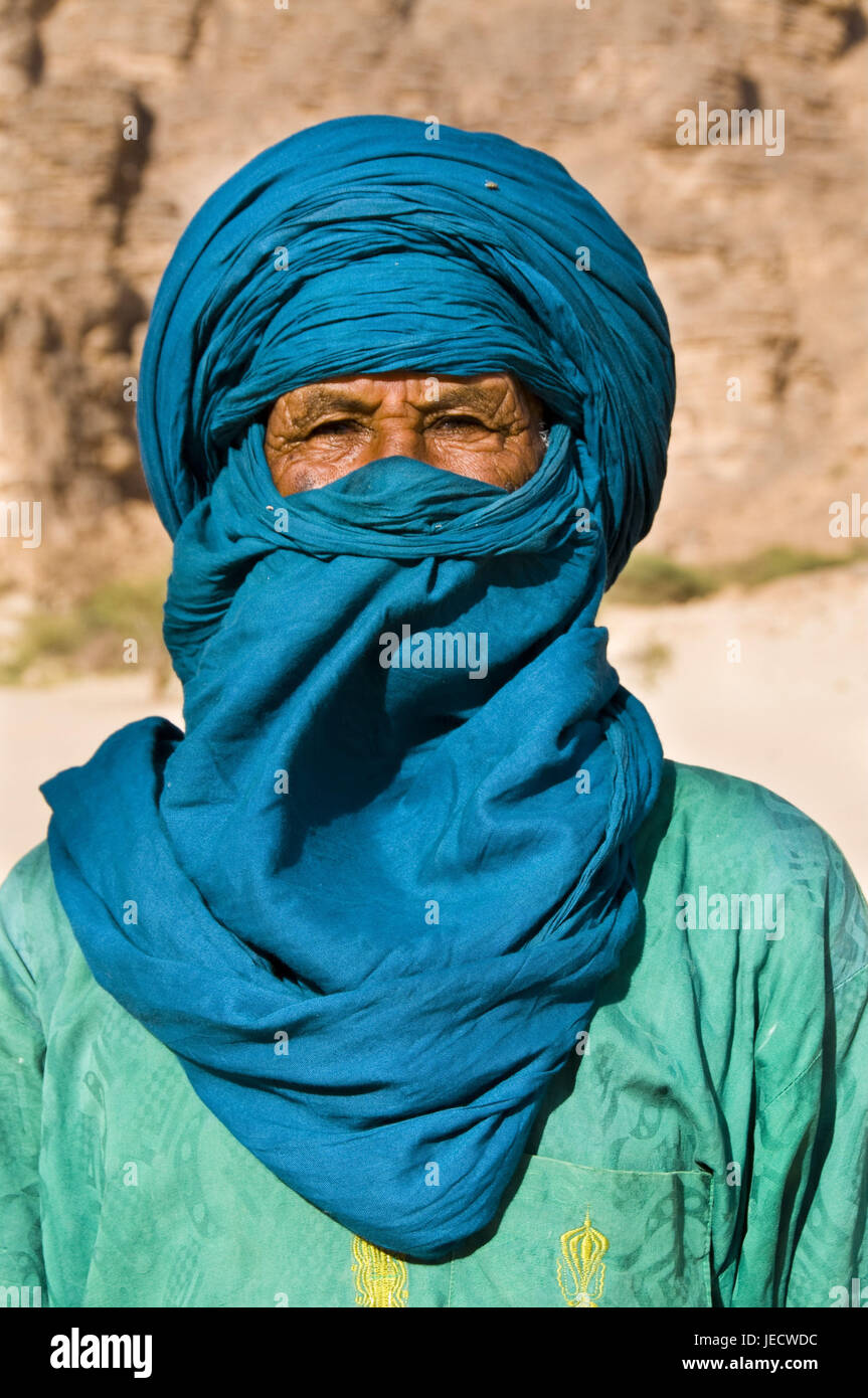 Homme touareg, portrait, Essendilène, Algérie, Afrique, Banque D'Images