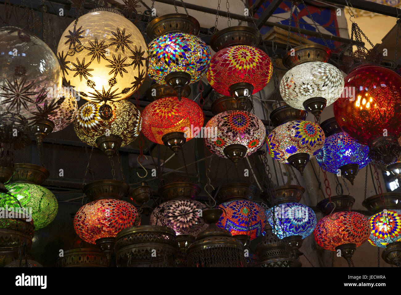 La Turquie, Istanbul, partie de la ville de Sultanahmet, le grand bazar, Kapali Carsi, lampions, Banque D'Images