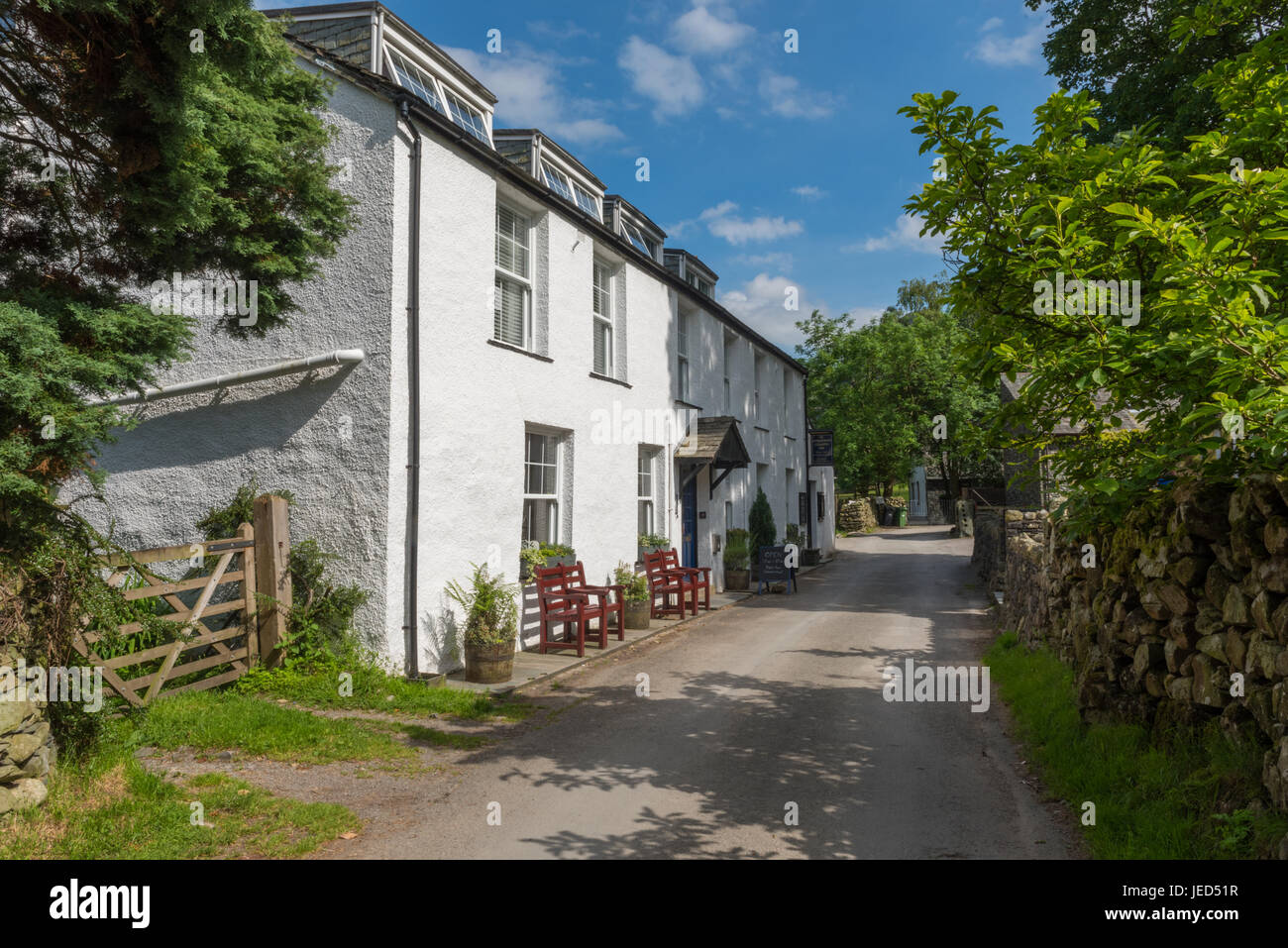 Le hameau d'Stonethwaite in Borrowdale Cumbria Banque D'Images