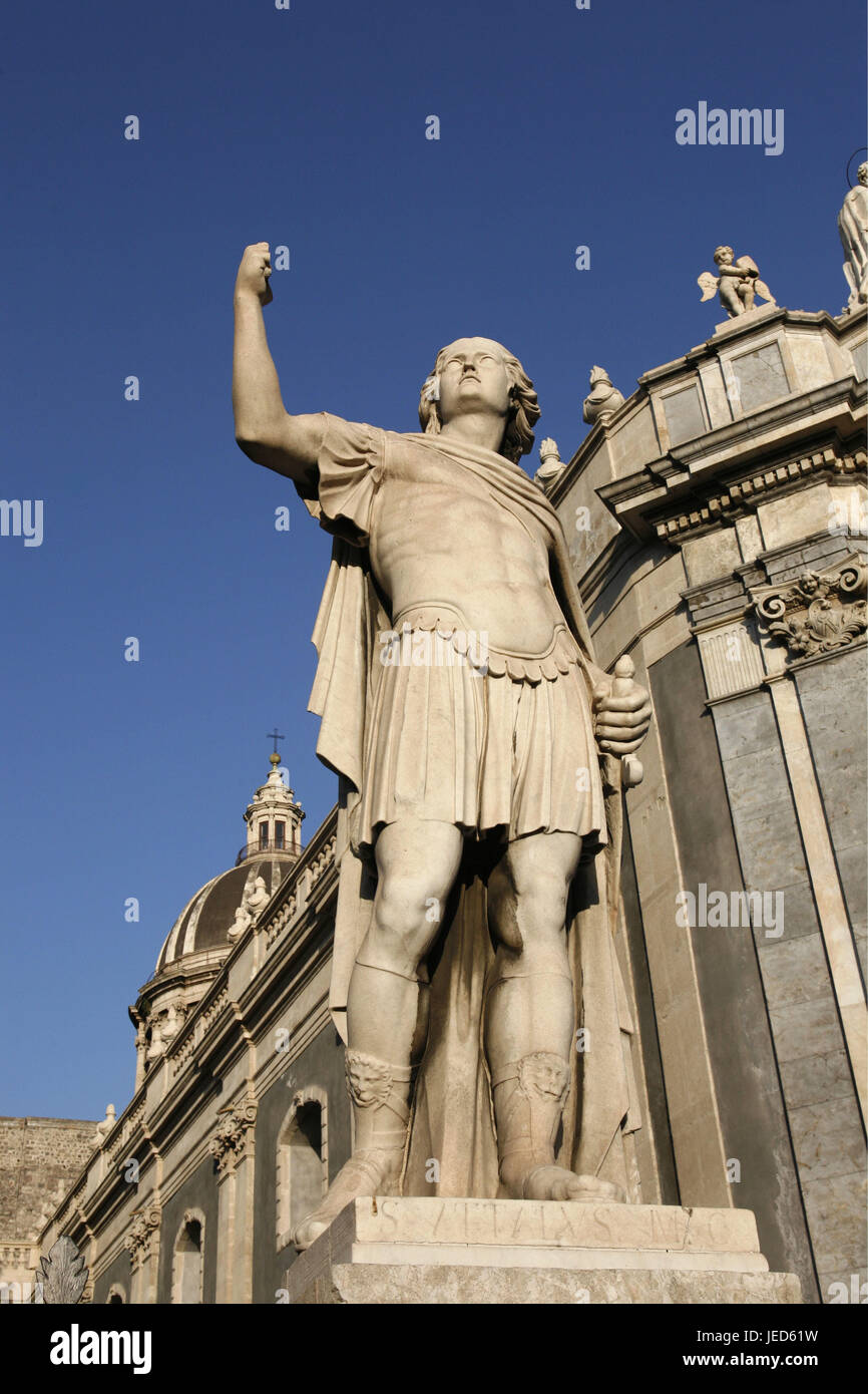 L'Italie, la Sicile, Catane, Vieille Ville, Cathédrale Tu S.Agata, détail, statue, le sud de l'Europe, de l'église, cathédrale, structure, architecture, monument, arrêt sur image, lieu de destination, d'intérêt, tourisme, Banque D'Images