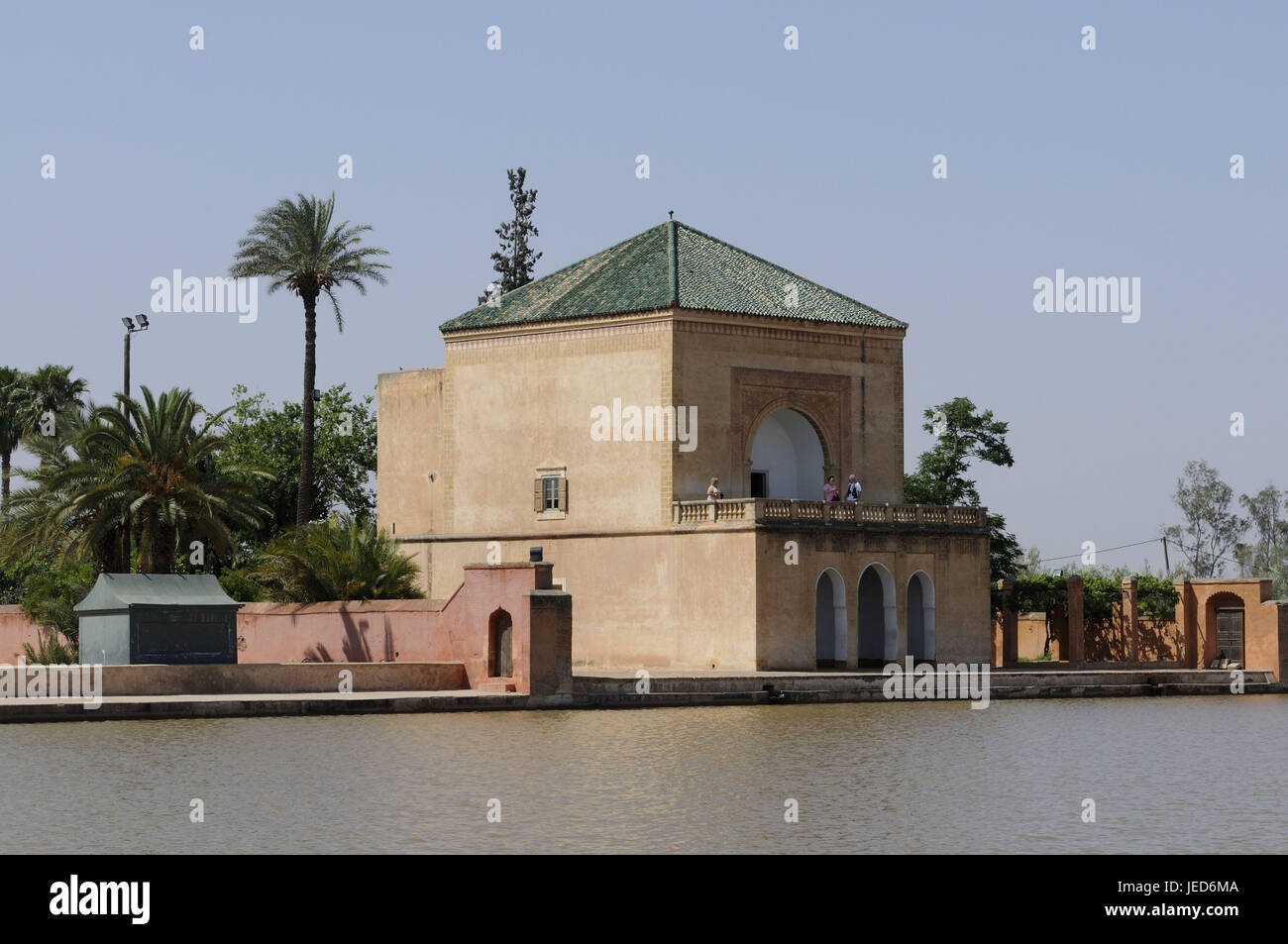 Jardin Ménara, jardin du roi, lac, pavillon, Marrakech, Maroc, Afrique, Banque D'Images