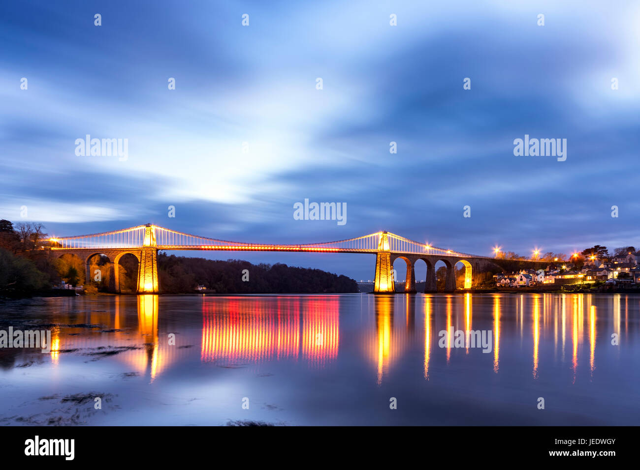 Royaume-uni, Pays de Galles, Anglesey, pont suspendu de Menai Banque D'Images