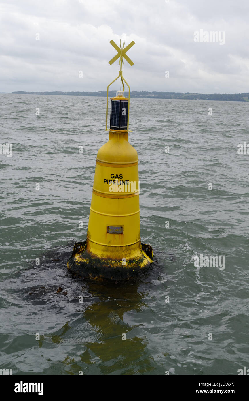 Bouée d'un gazoduc dans la région de Belfast Lough Banque D'Images