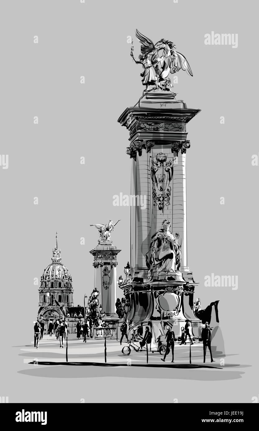 Pont Alexandre III à Paris France - vector illustration Illustration de Vecteur