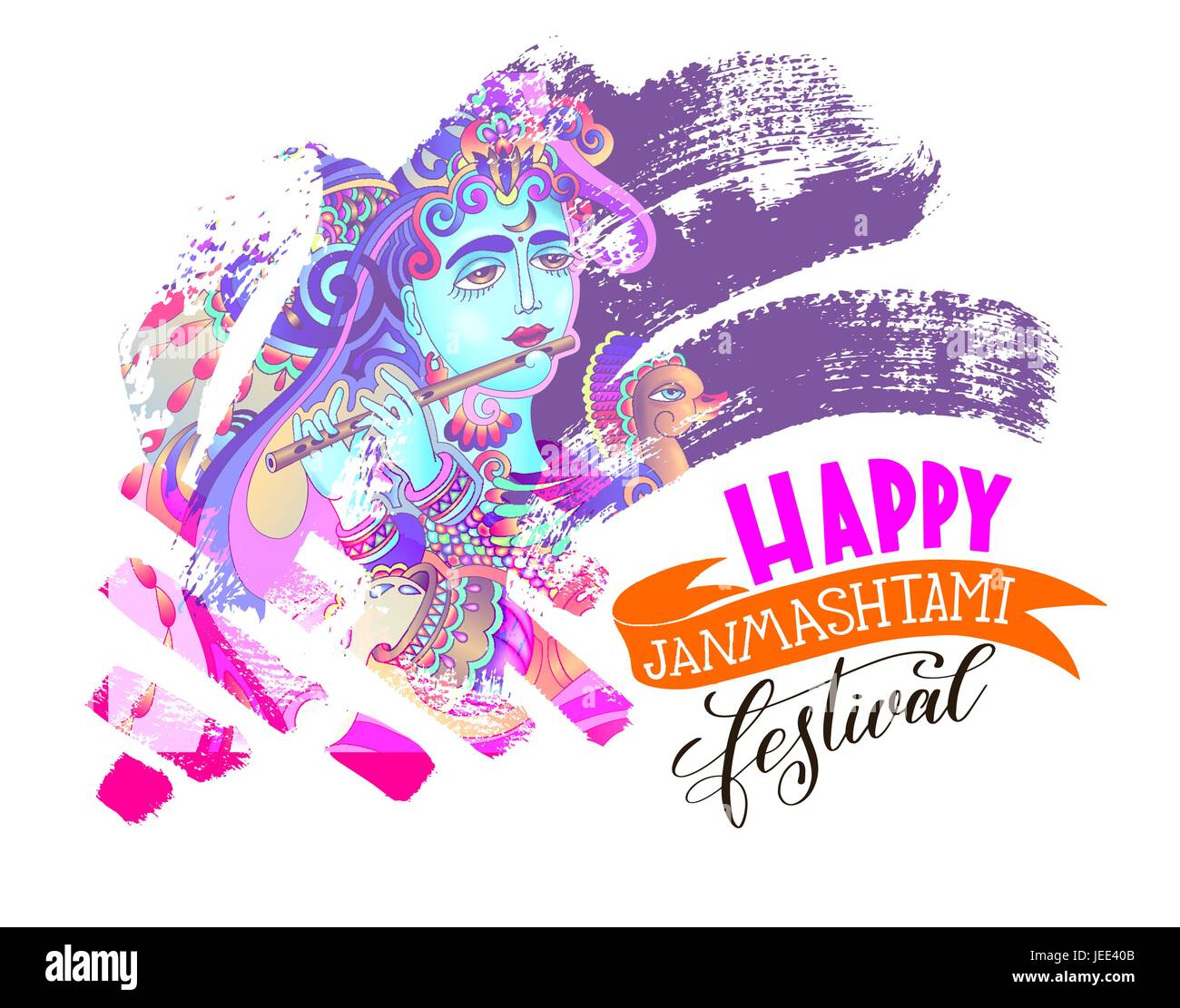 Happy janmashtami design art festival Illustration de Vecteur