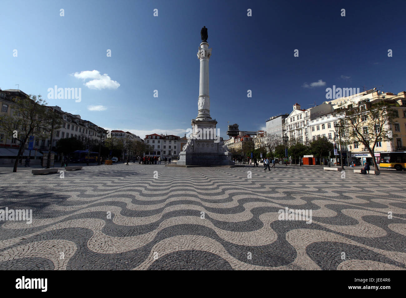 Portugal, Lisbonne, centre-ville, carré, Praça Rossio, pilier, monument, Don Pedro IV, Banque D'Images